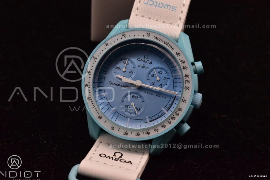 Quartz Nylon Strap Mission Flexible x Bioceramic Uranus to Omega on Swatch Moonwatch 1178 0903